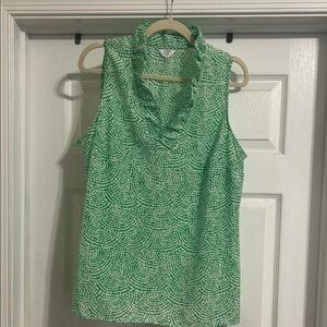 Crown & Ivy Green Sleeveless Ruffled Blouse